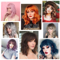 Short Bob Natural Wave Synthetic Wigs With Bangs